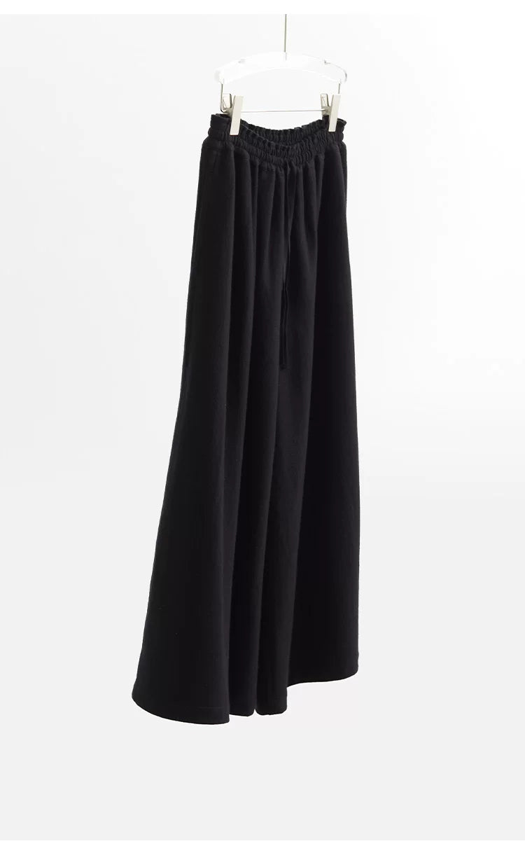 Drapey Wide-Leg Pants, Women's Full Wool Bloomers, Black Trousers, New Autumn and Winter Styles