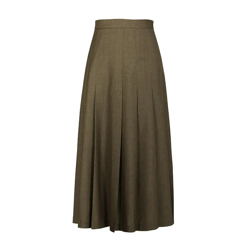 Autumn Suit Skirt for Women, French High-Waisted Pleated Skirt, Slimming, Workwear, College Style Long Skirt