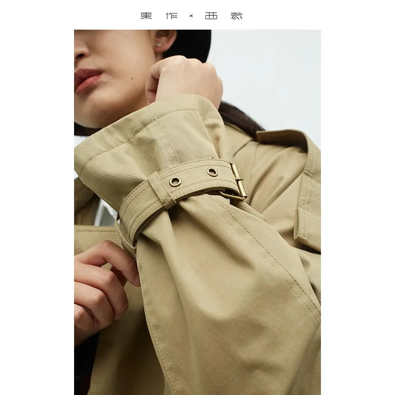 Classic Khaki Color~ Padded Thickened Trench Coat, Mid-Length British Style Jacket for Women, Fall/Winter 2025