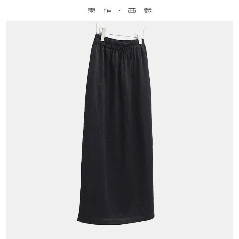 100% Acetate ~ High-Waisted Skirt, Slit Satin Long Skirt, Hip-Hugging Skirt, Women's Spring and Summer New Style