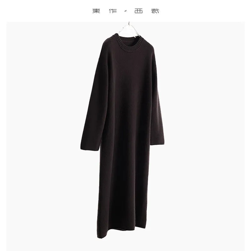 Specially Designed for Winter ~ Mid-Length Wool Dress with 5% Cashmere, New Model for 2025