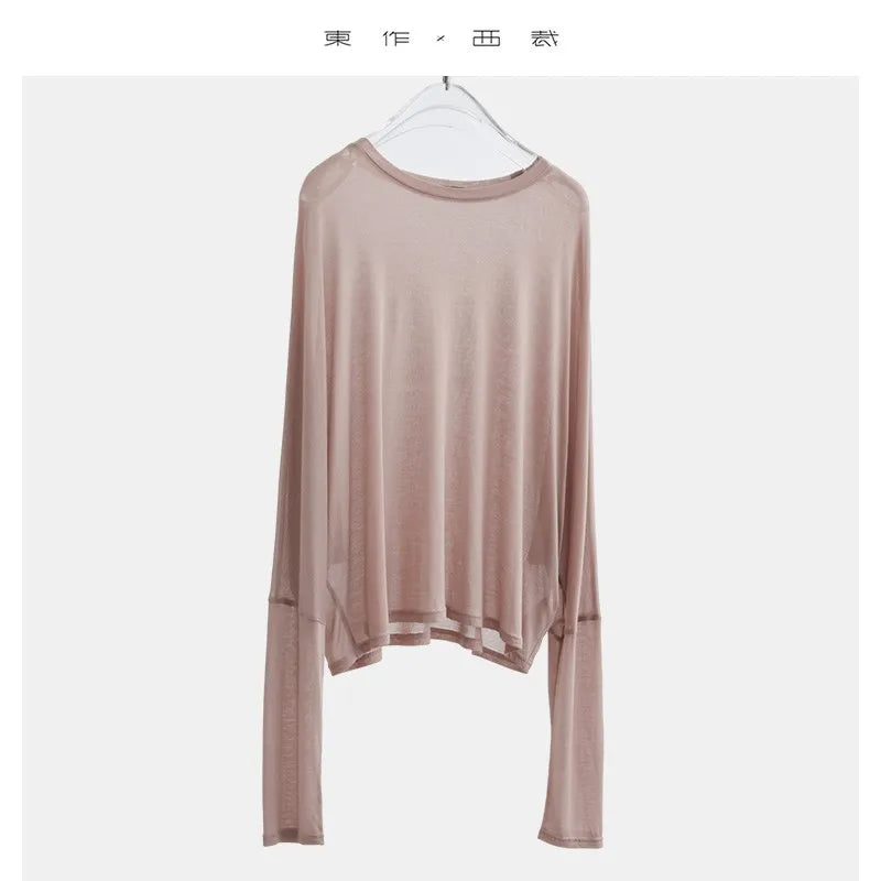 Enjoy the Silky Feel~ Summer Versatile Slimming Batwing Sleeve T-Shirt Women's Sun Protection Top