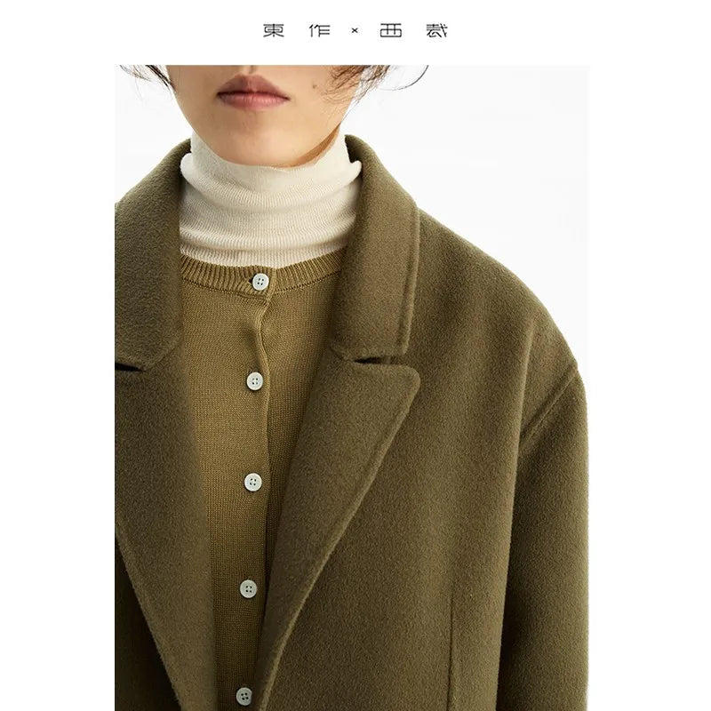 Double-Sided Wool~100% Wool Coat, Woolen Suit Jacket, Women's Oversized Top