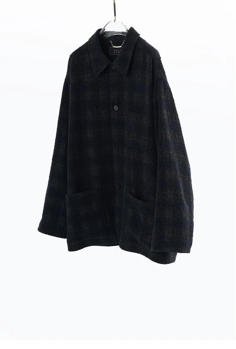 French Retro~Wool Shirt-Style Plaid Long-Sleeved Jacket 2025 Women's Autumn and Winter High-End Silhouette Top