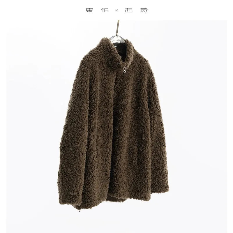 100% Wool~ Women's Looped Wool Warm Coat, Faux Fur Jacket, New Autumn/Winter 2025 Collection