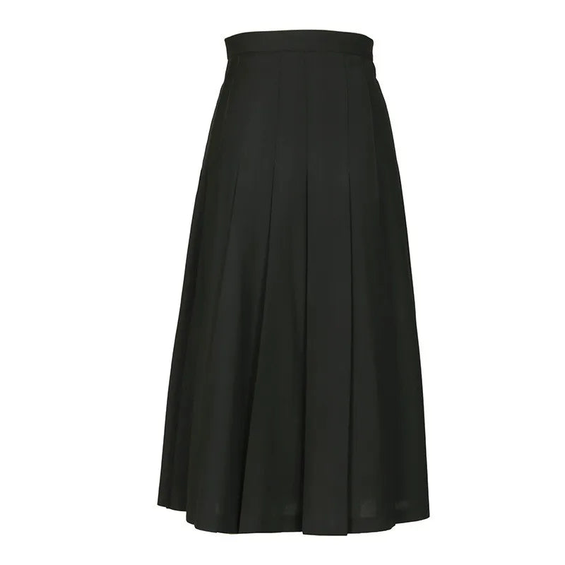 Autumn Suit Skirt for Women, French High-Waisted Pleated Skirt, Slimming, Workwear, College Style Long Skirt