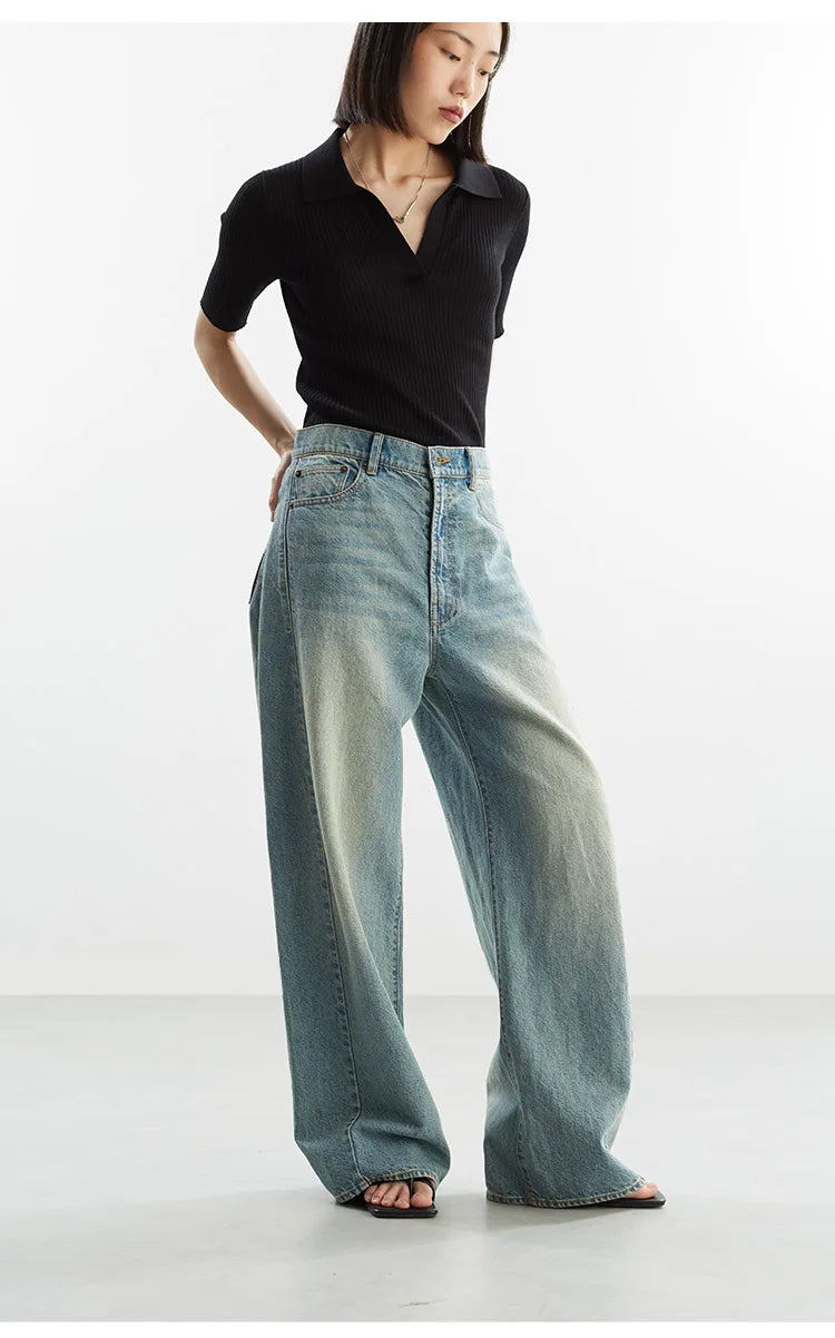 A Must-Have for Pear-Shaped Figures~ High-Waisted Slimming and Leg-Lengthening Casual Jeans, Cotton and Linen Wide-Leg Pants That Cover the Body, New for Autumn and Winter 2025