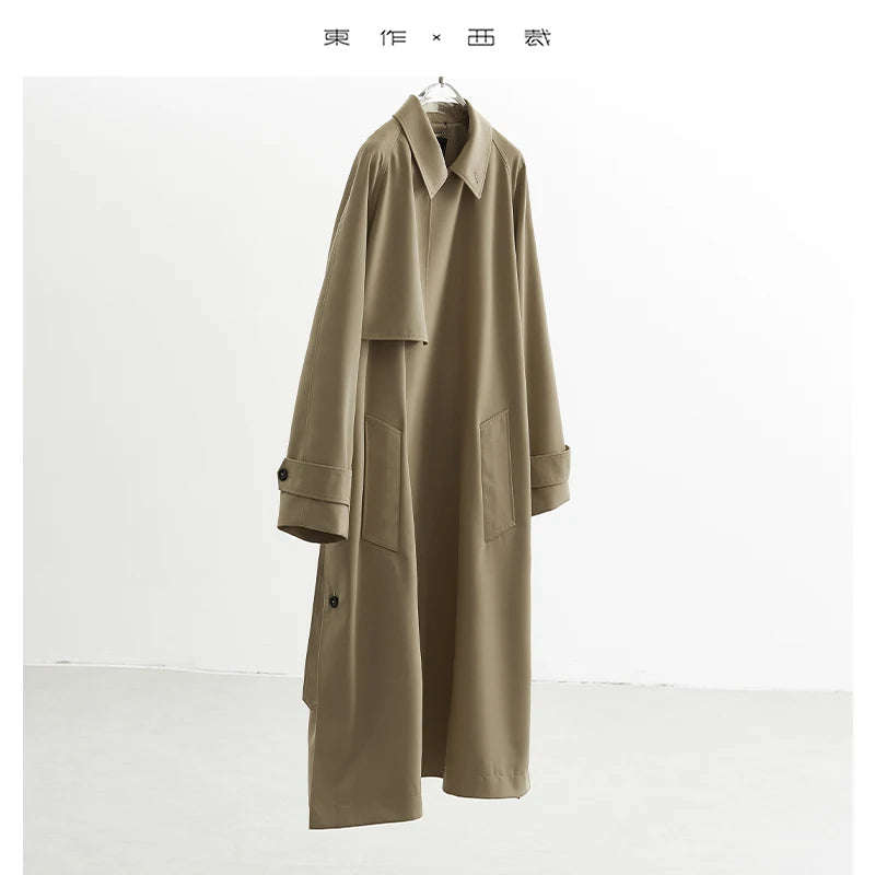 Australian Fine Wool! Classic Silhouette Mid-Length Trench Coat with Large Lapel, H-Shaped Relaxed Fit Outerwear for Women, New for Autumn/Winter 2025