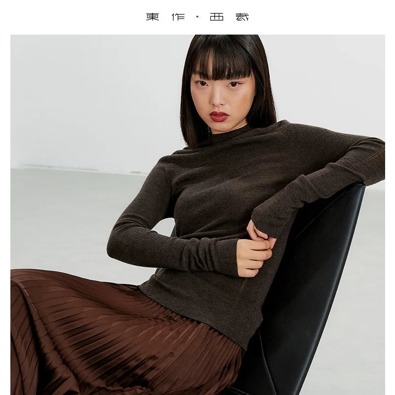 Versatile Item~100% Wool Base Layer Slim-Fit Pullover Turtleneck Sweater for Women, New Autumn and Winter Collection
