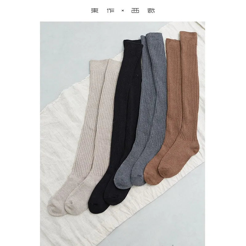 Wool Over-The-Knee Socks, Women's Calf Socks, Fashionable and Versatile Autumn and Winter Warm Socks