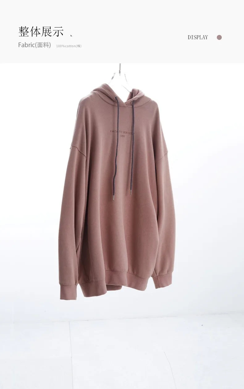 Hooded American-Style Sweatshirt, Loose Mid-Length Women's Top, Lazy Casual Style, New Product for Autumn and Winter 2025