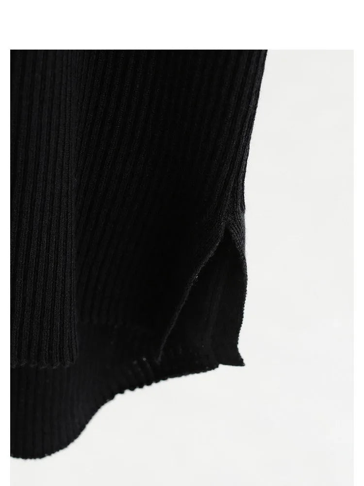 Silk Wool Base Layer ~ Women's Half-Turtleneck Black and White Sweater, Fashionable and Versatile, Inner Layer, Slimming Top, Autumn and Winter 2025 New Product