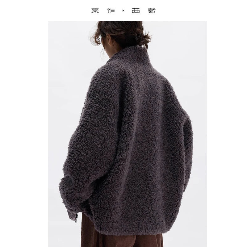 100% Wool~ Women's Looped Wool Warm Coat, Faux Fur Jacket, New Autumn/Winter 2025 Collection