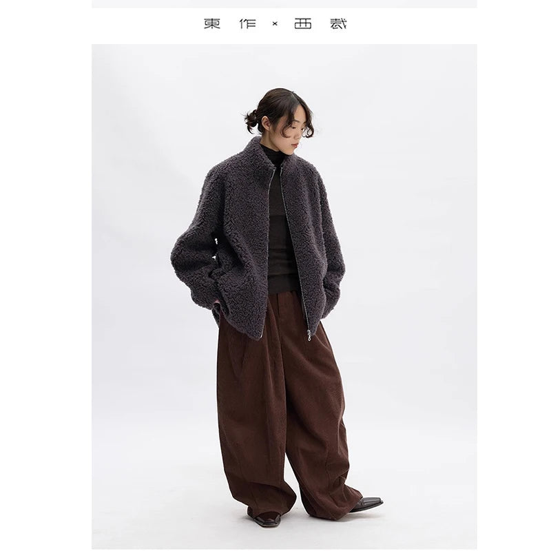 100% Wool~ Women's Looped Wool Warm Coat, Faux Fur Jacket, New Autumn/Winter 2025 Collection