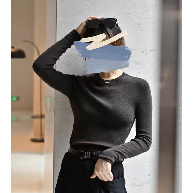 Versatile Item~100% Wool Base Layer Slim-Fit Pullover Turtleneck Sweater for Women, New Autumn and Winter Collection