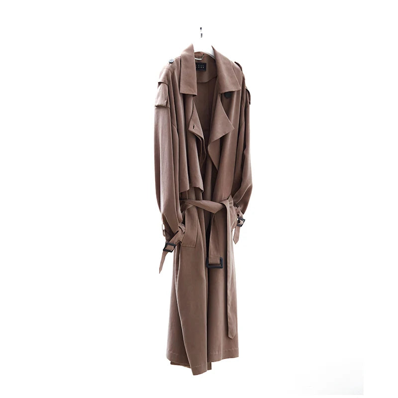 Flowing and Elegant~ Cool and Stylish Mid-Length Lyocell Women's Trench Coat 2025 Autumn New Style Early Autumn Thin Jacket