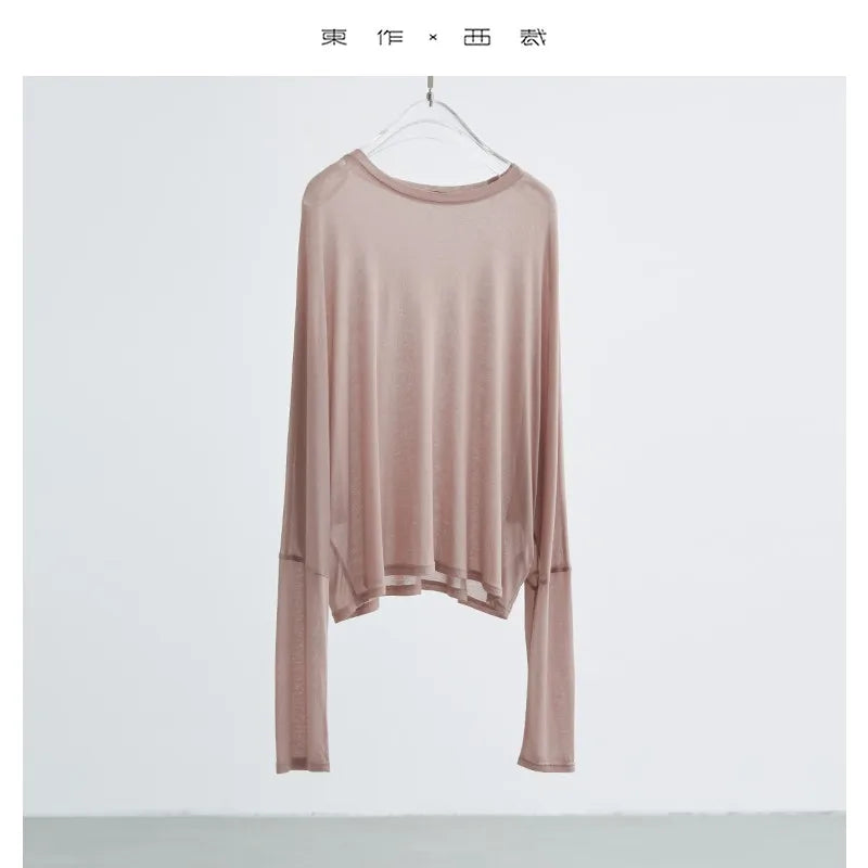 Enjoy the Silky Feel~ Summer Versatile Slimming Batwing Sleeve T-Shirt Women's Sun Protection Top