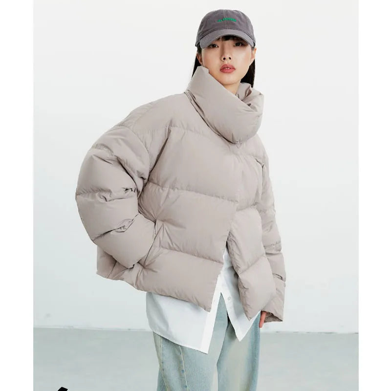 Goose down 160g~ Magnetic Buckle Winter New Style Black Short down Jacket for Women, Lightweight Thick Coat for Petite Sizes