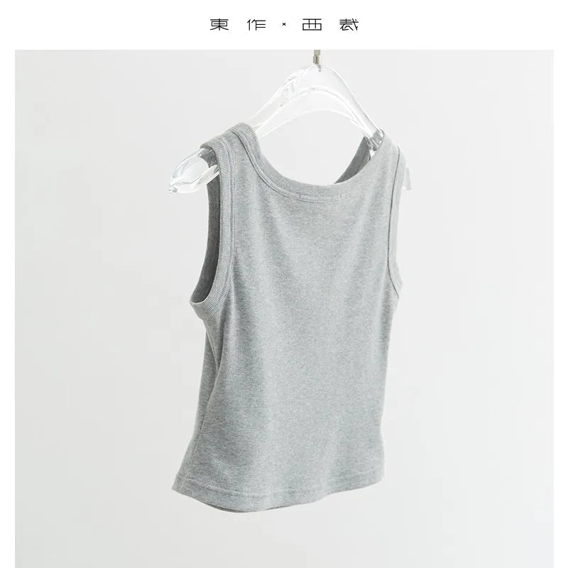 No Sense of Restraint! Women's New Summer Racerback Sports Vest, Elastic Outerwear, Sleeveless T-Shirt Top