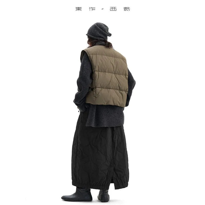 Alpaca Wool Filling~ Classic Black Skirt 2025 Autumn and Winter New Style Women's Casual Versatile Skirt