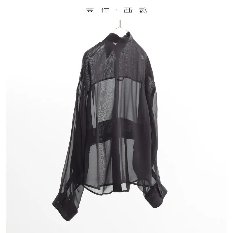 2025 Summer New Women's 100% Mulberry Silk Oversize Shirt Loose Slimming Top