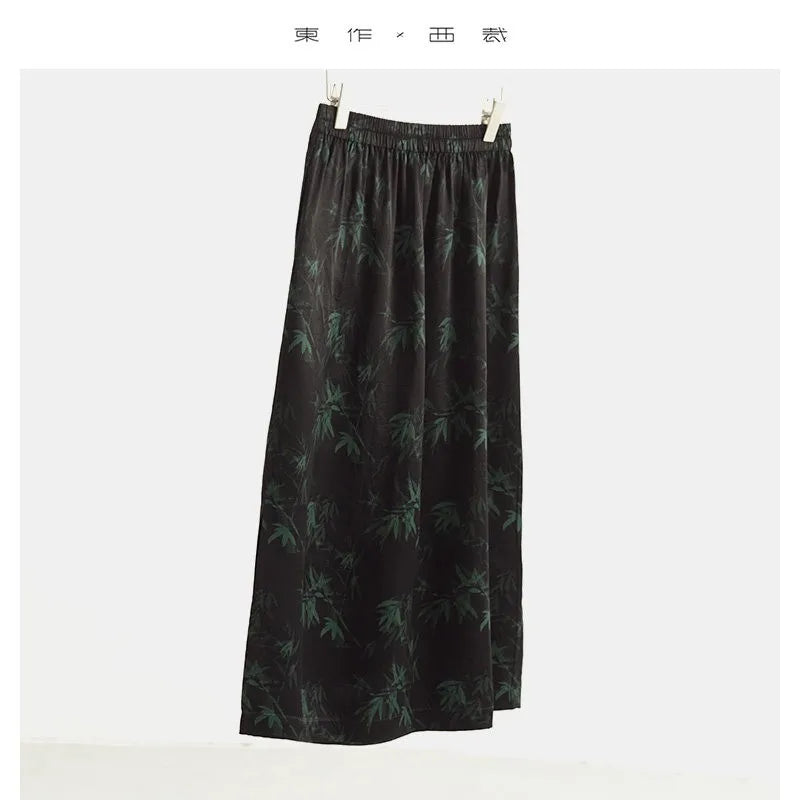 100% Acetate ~ High-Waisted Skirt, Slit Satin Long Skirt, Hip-Hugging Skirt, Women's Spring and Summer New Style