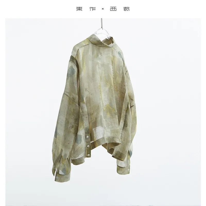 Designer Style~Bohemian Style Shirt 100% Ramie Shirt Women's Sun Protection Clothing New Summer Style