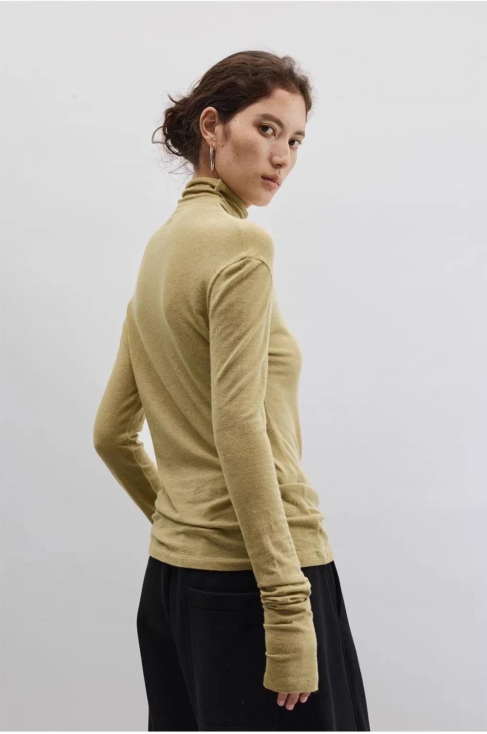 Pile-Neck T-Shirt ~ Wool-Blend Stretchy Slim-Fit Pullover, Warm and Slim-Fitting Women's Base Layer, New Autumn 2025 Collection