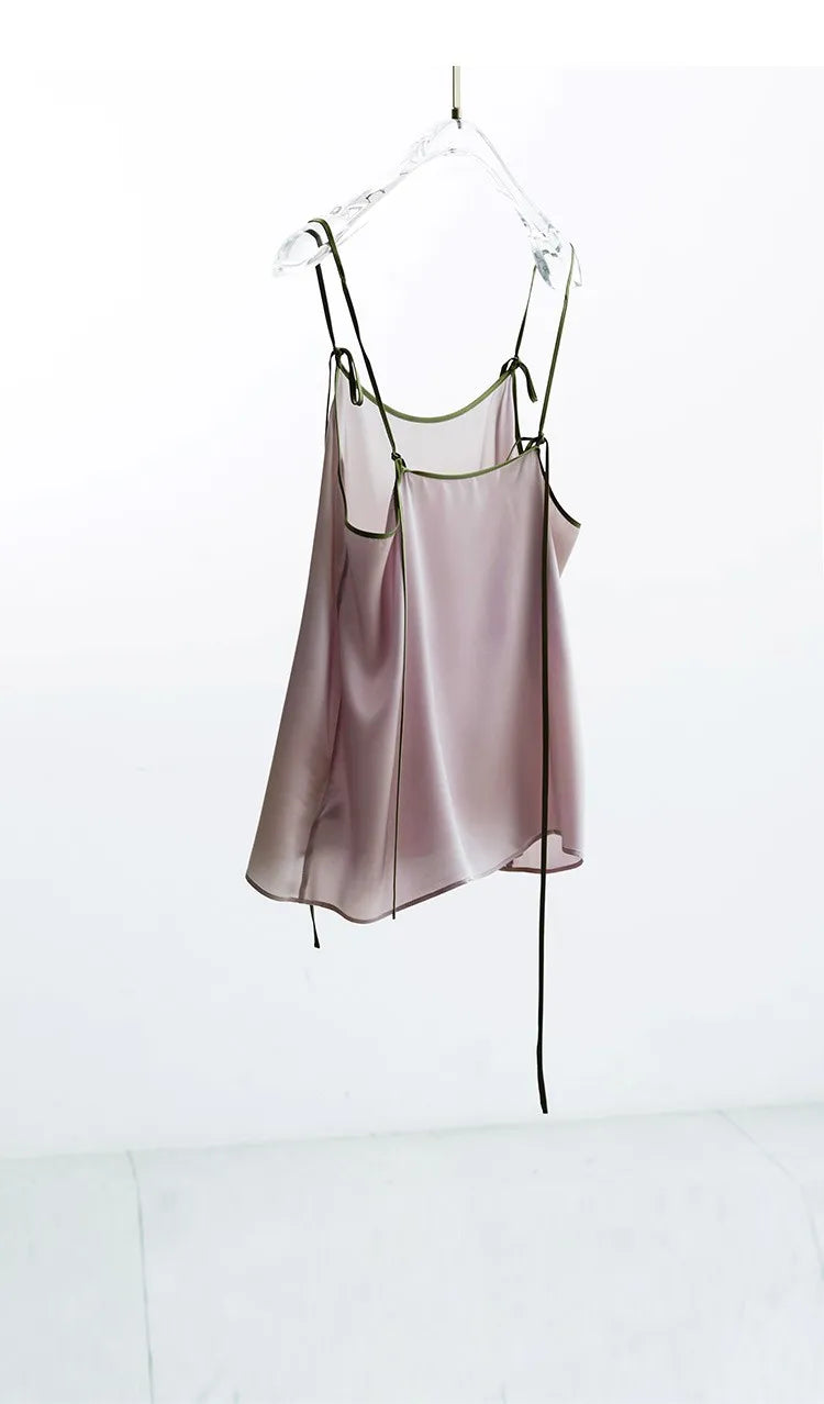 Improved Version of Traditional Chinese Bellyband ~ 2025 Summer Women's Mulberry Silk Satin Camisole with Adjustable Shoulder Straps and Loose Fit Top