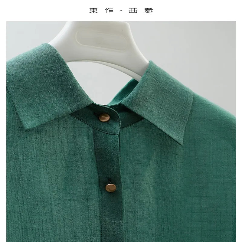 Designed High-Quality Loose and Slim Women's Shirts, Light and Breathable Long-Sleeved Drape Tops