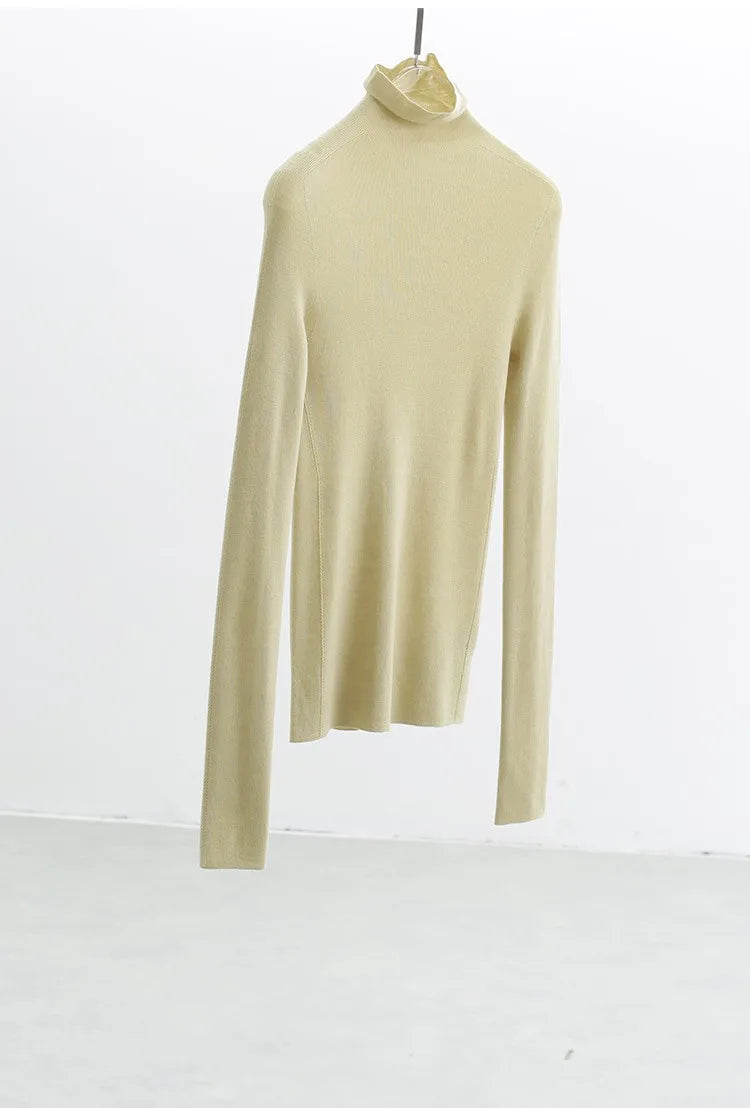 Versatile Item~100% Wool Base Layer Slim-Fit Pullover Turtleneck Sweater for Women, New Autumn and Winter Collection