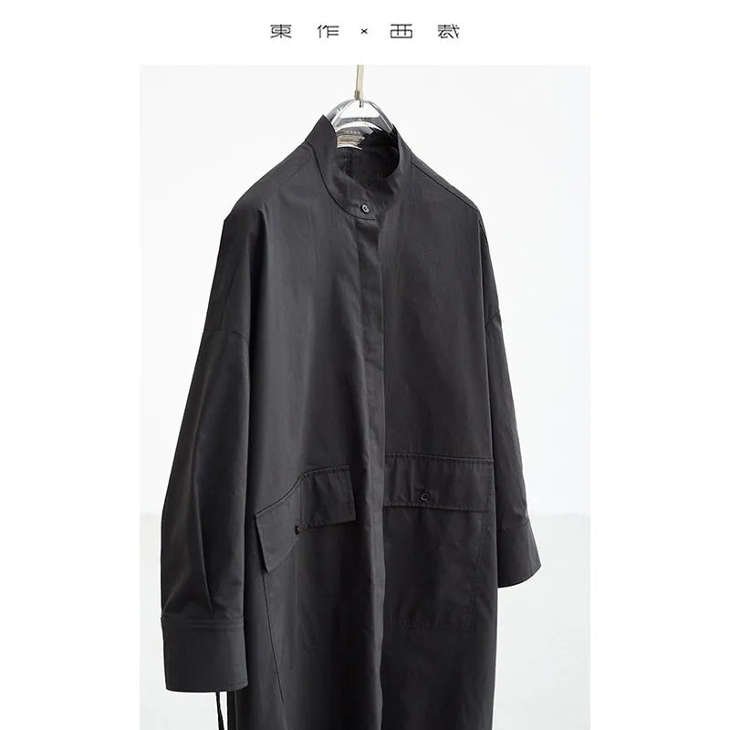 Mid-Length Stand-Collar Shirt Dress, All-Cotton Jacket, Women's Casual Wear, 2026 New Style
