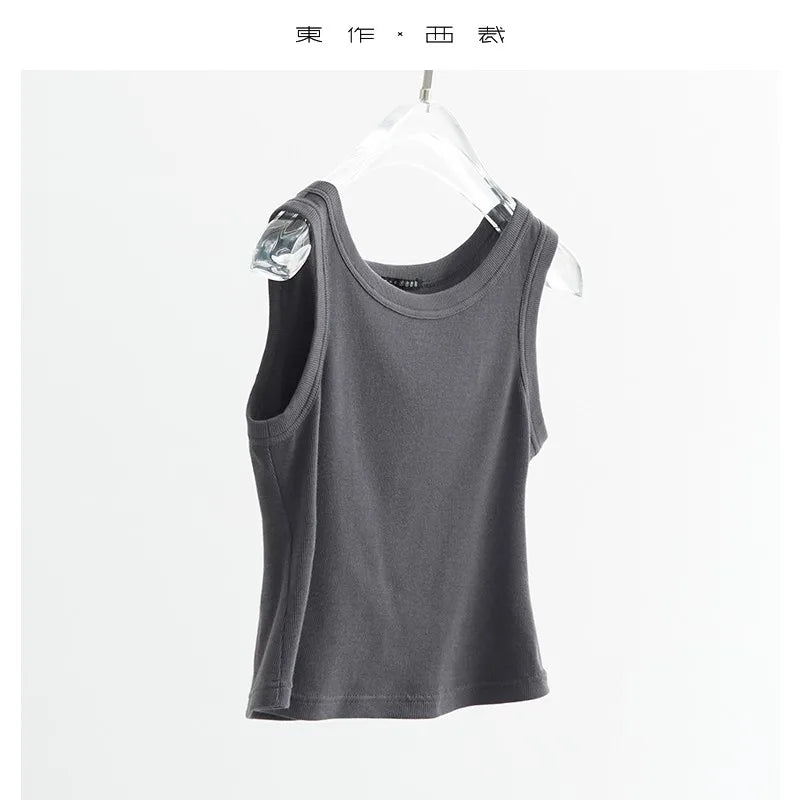 No Sense of Restraint! Women's New Summer Racerback Sports Vest, Elastic Outerwear, Sleeveless T-Shirt Top