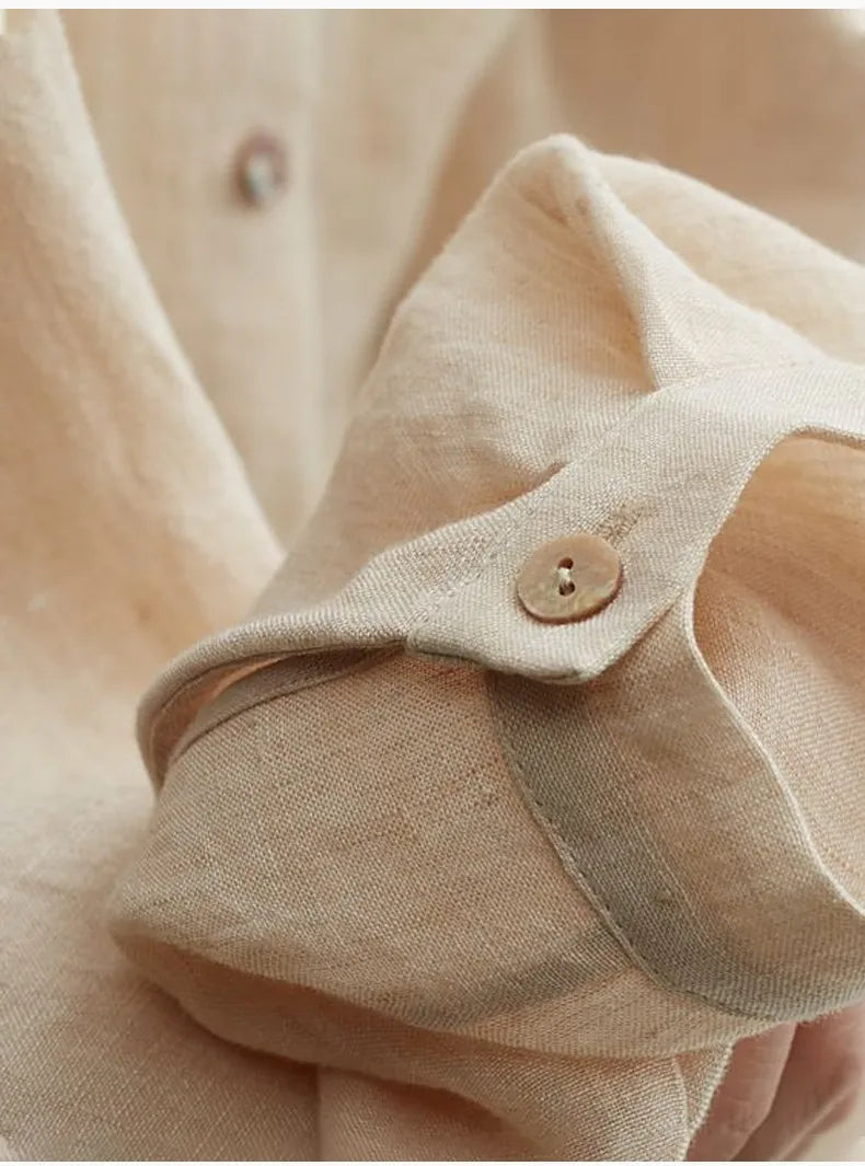 Relaxed Artistic Style ~ 2025 Summer Women's 100% Linen Shirt Loose Sun Protection Long-Sleeved Top