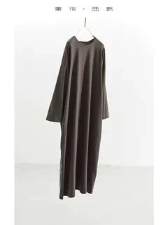 100% Pure Cotton Long-Sleeved Dress for Women 2026 Spring New Trendy Loose Long Dress