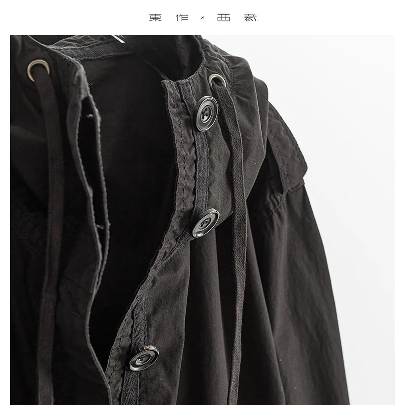 Classic Designer Style~ Workwear Jacket with Loose Hem, Drawstring, Flap Pocket Design, Short Casual Top, New for Autumn/Winter 2025