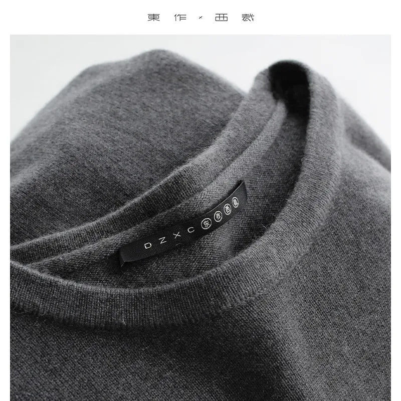 Specially Designed for Winter~High-Quality 100% Cashmere Round-Neck Pullover Dress with Rolled-Edge Design, 2025 New Knitwear