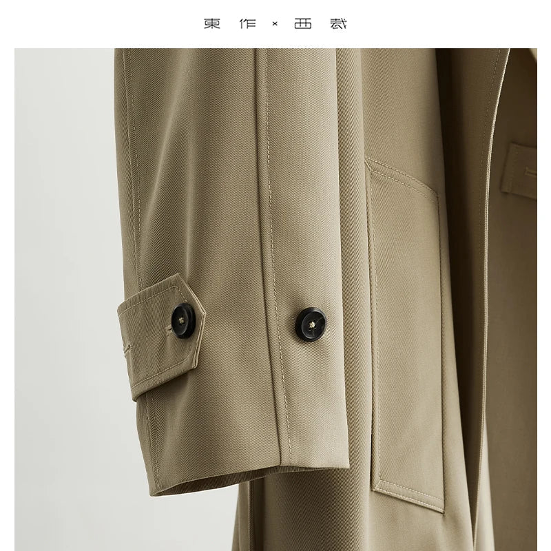 Australian Fine Wool! Classic Silhouette Mid-Length Trench Coat with Large Lapel, H-Shaped Relaxed Fit Outerwear for Women, New for Autumn/Winter 2025