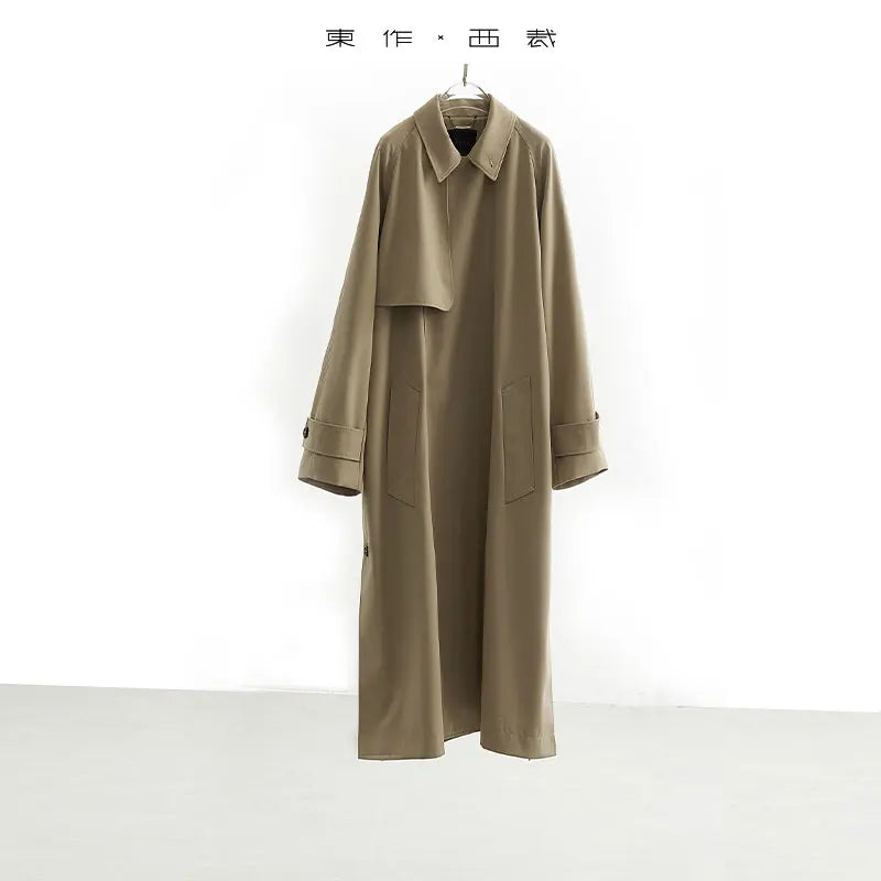Australian Fine Wool! Classic Silhouette Mid-Length Trench Coat with Large Lapel, H-Shaped Relaxed Fit Outerwear for Women, New for Autumn/Winter 2025