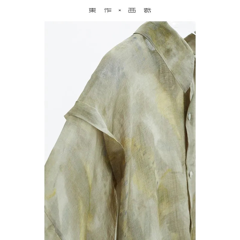 Designer Style~Bohemian Style Shirt 100% Ramie Shirt Women's Sun Protection Clothing New Summer Style