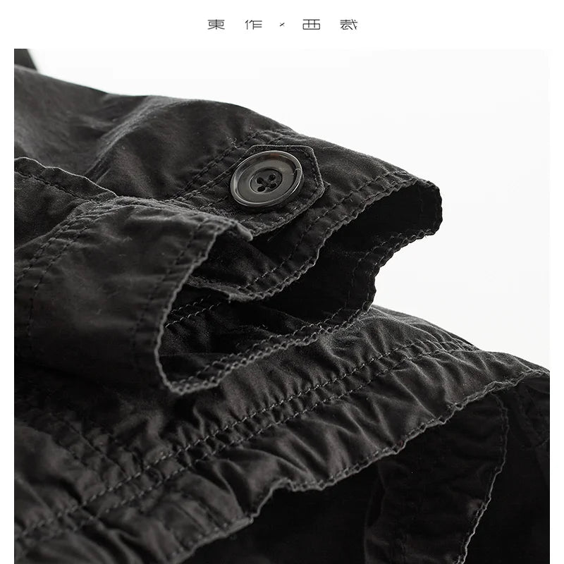 Classic Designer Style~ Workwear Jacket with Loose Hem, Drawstring, Flap Pocket Design, Short Casual Top, New for Autumn/Winter 2025