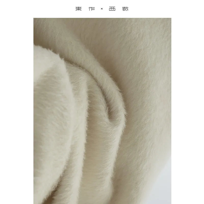 60% Alpaca, 40% Wool, Smooth Short Plush, Short Wool Coat for Petite Individuals, 2025 Autumn/Winter High-End Luxury Top