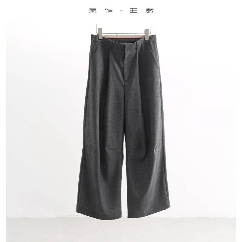 Designer Style~ High-Quality Fine-Spun Wool Blend Lightweight Breathable Cropped Pants, Wear-Resistant, Wrinkle-Resistant, Low-Waist Versatile Pants, 2025 Autumn/Winter New Model