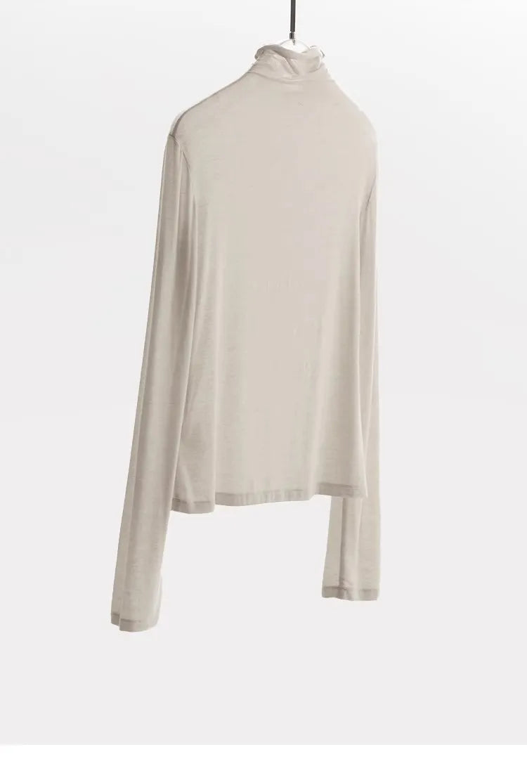 Pile-Neck T-Shirt ~ Wool-Blend Stretchy Slim-Fit Pullover, Warm and Slim-Fitting Women's Base Layer, New Autumn 2025 Collection