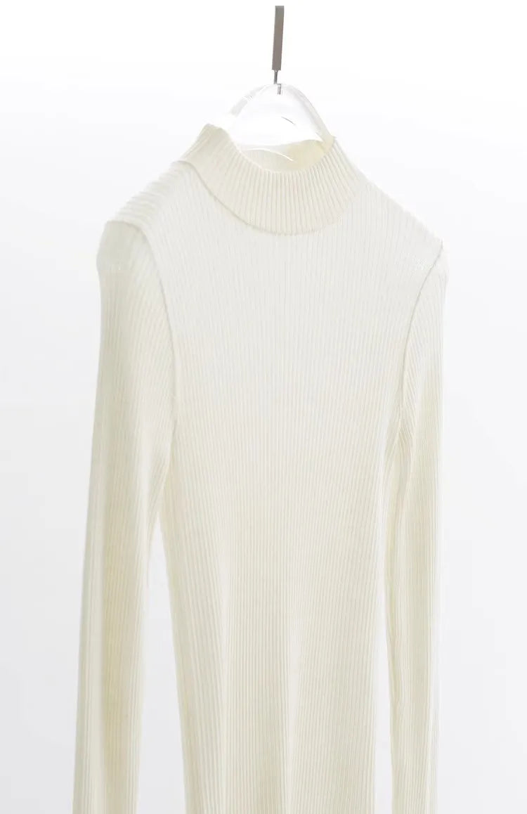 Silk Wool Base Layer ~ Women's Half-Turtleneck Black and White Sweater, Fashionable and Versatile, Inner Layer, Slimming Top, Autumn and Winter 2025 New Product