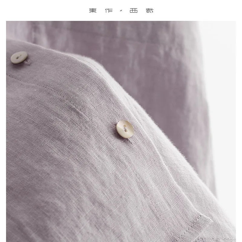 2025 Women's Summer 100% Linen Shirt Long-Sleeved Sun Protection Design Short Top