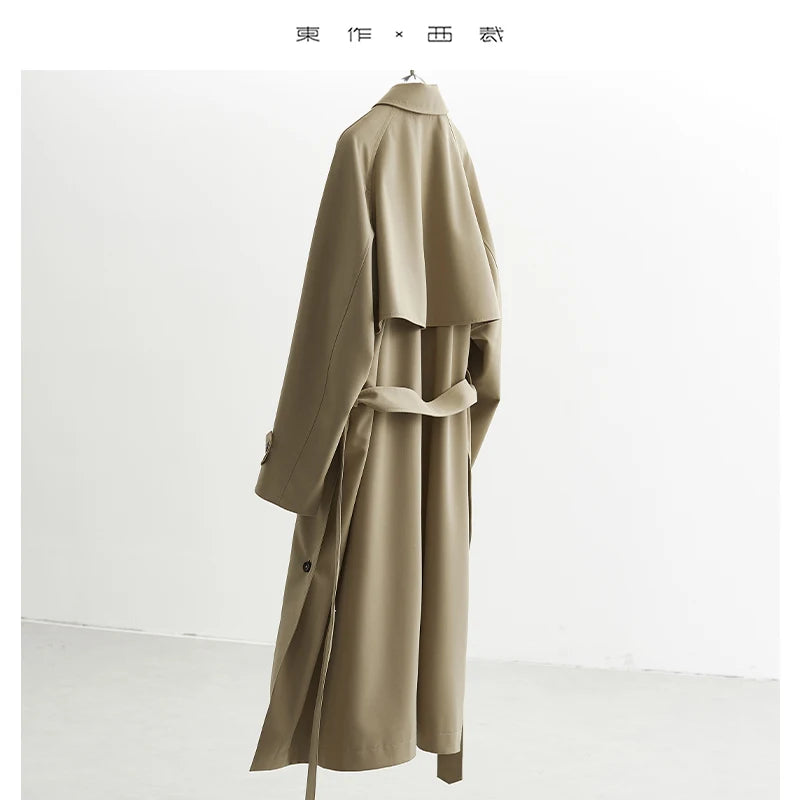 Australian Fine Wool! Classic Silhouette Mid-Length Trench Coat with Large Lapel, H-Shaped Relaxed Fit Outerwear for Women, New for Autumn/Winter 2025