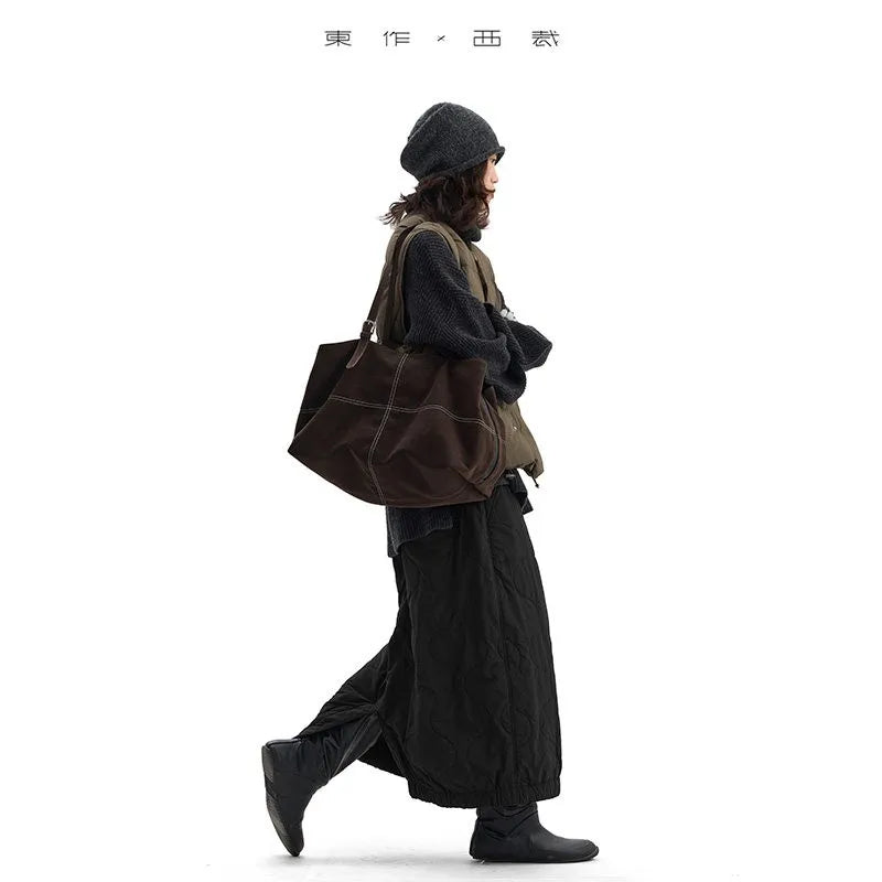 Alpaca Wool Filling~ Classic Black Skirt 2025 Autumn and Winter New Style Women's Casual Versatile Skirt