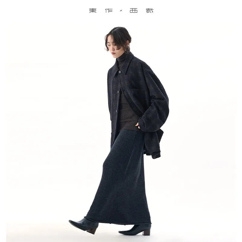 French Retro~Wool Shirt-Style Plaid Long-Sleeved Jacket 2025 Women's Autumn and Winter High-End Silhouette Top