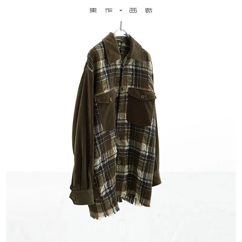 Same Style for Men and Women ~ New Autumn and Winter Wool Plaid Shirt, Women's Retro High-End Woolen Jacket
